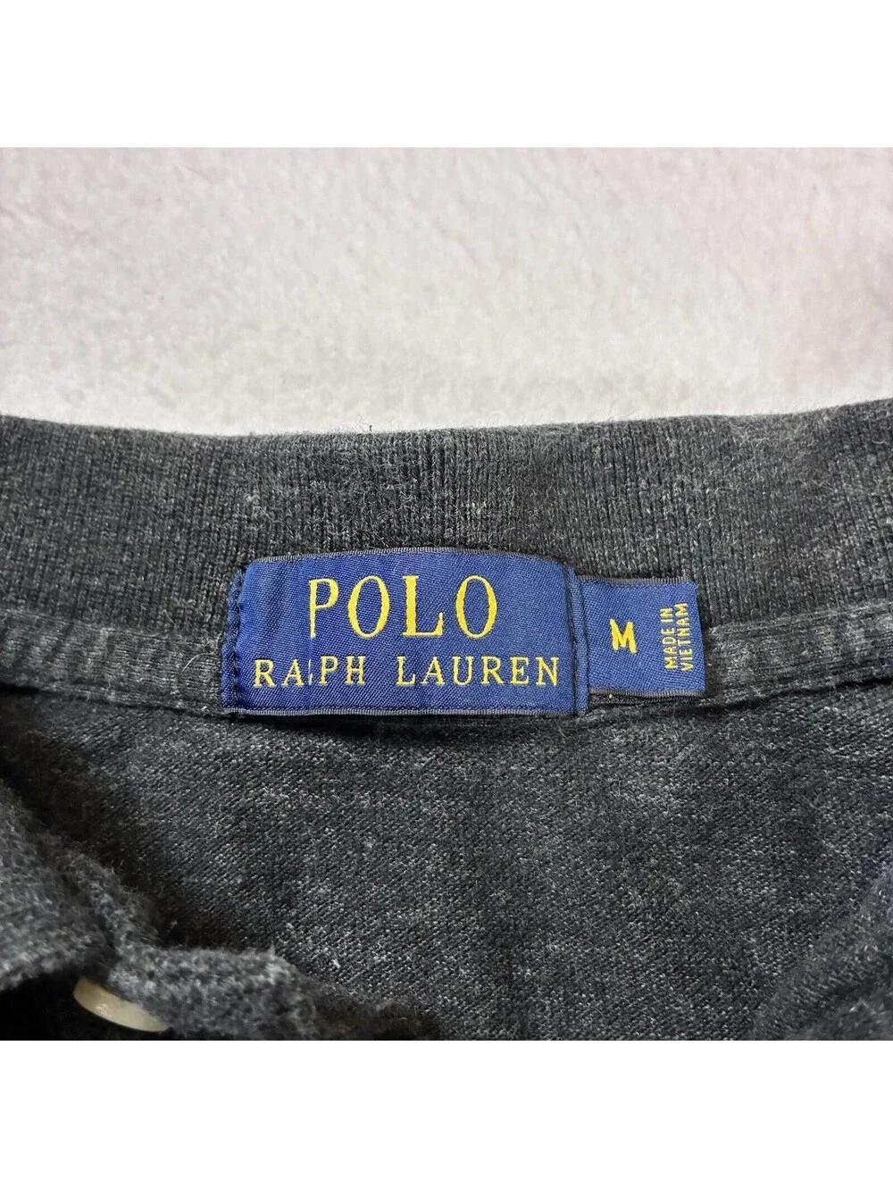 Polo Ralph Lauren Men’s Polo Shirt Size M Long Sleeve Dark Gray Purple Pony